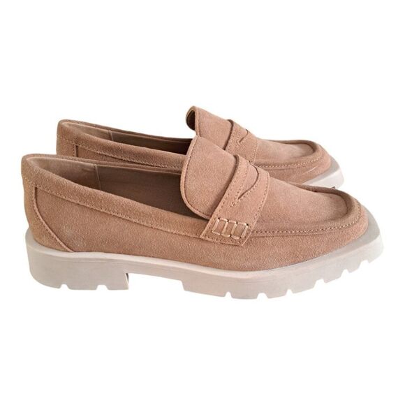 Dolce Vita Women's Suede Dune Tan Lug Loafers Elias Comfort Classic Chunky Sz 9 - Picture 3 of 8